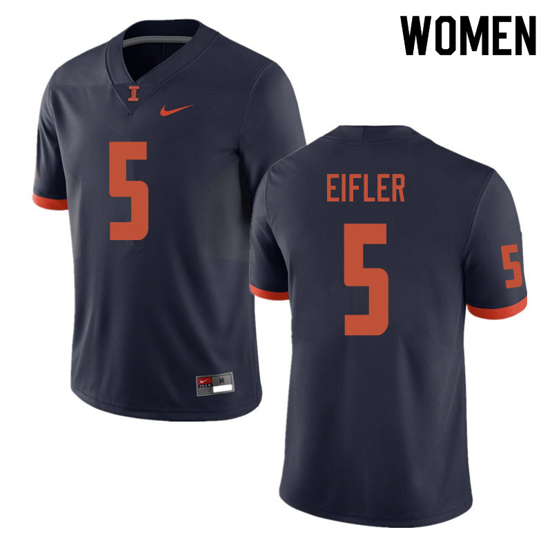 Women #5 Milo Eifler Illinois Fighting Illini College Football Jerseys Sale-Navy